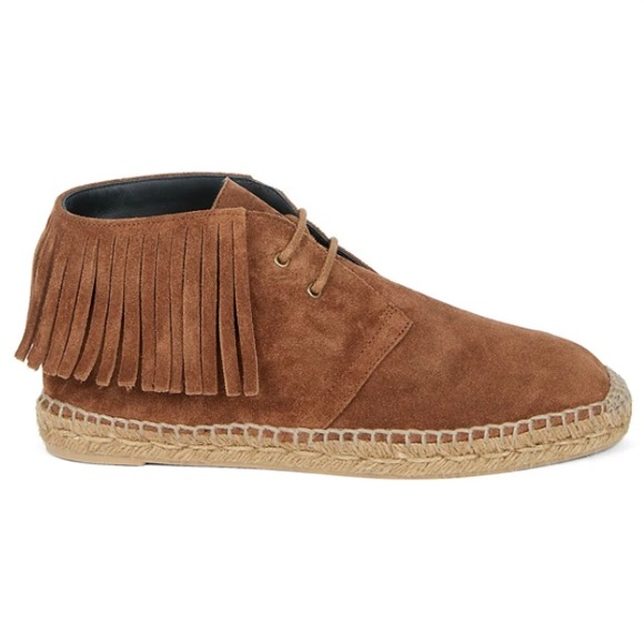 Saint Laurent Fringe Suede Lace-Up Espadrilles - Picture 8 of 12